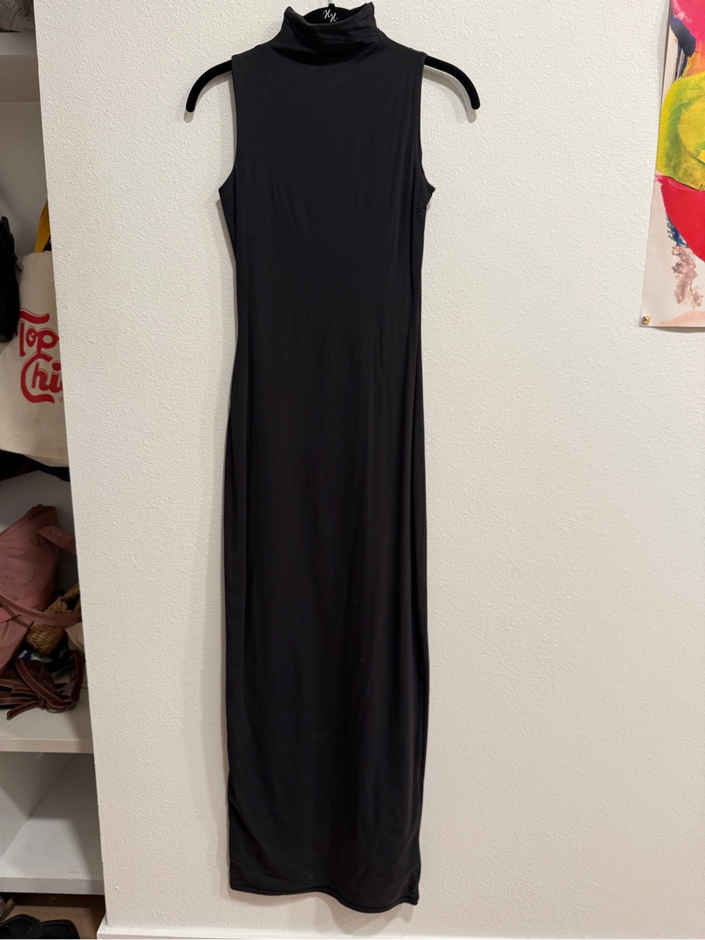 SKIMS Fits Everybody Black Sleeveless Turtleneck / Mockneck Maxi Dress